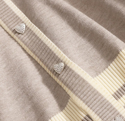 Single Breasted Design Round Neck Knitted Co-Ord Sets